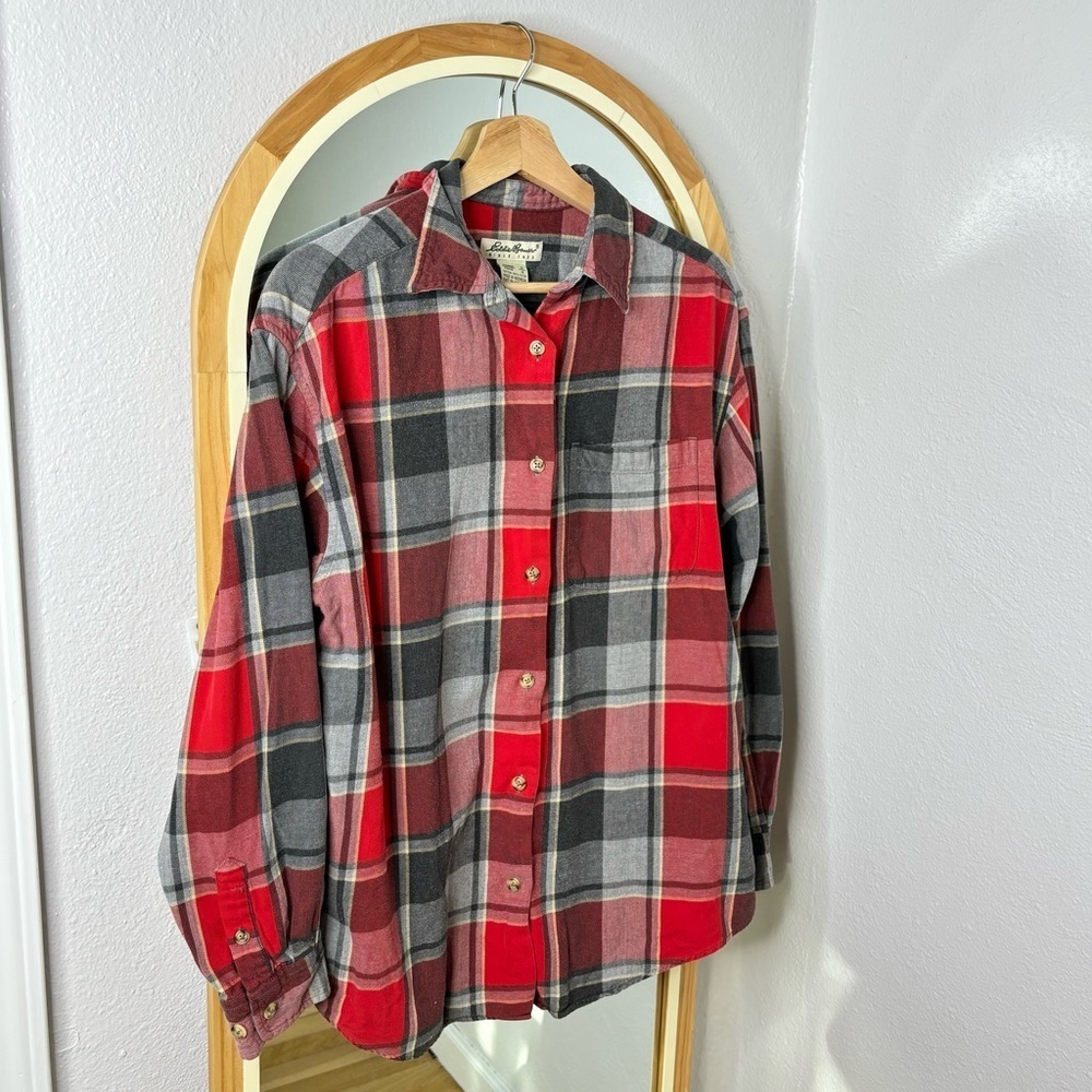 Eddie Bauer vintage red and gray plaid shirt